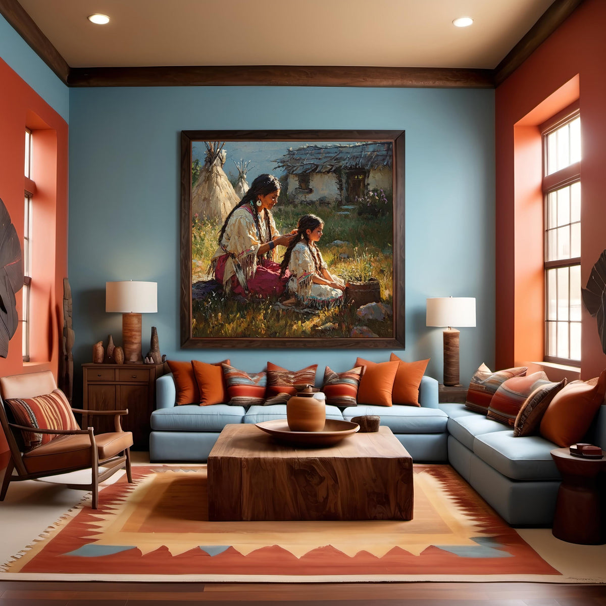 Mother Daughter Heritage Oil Painting Print: Warm Vintage Family Scene (Digital Download)
