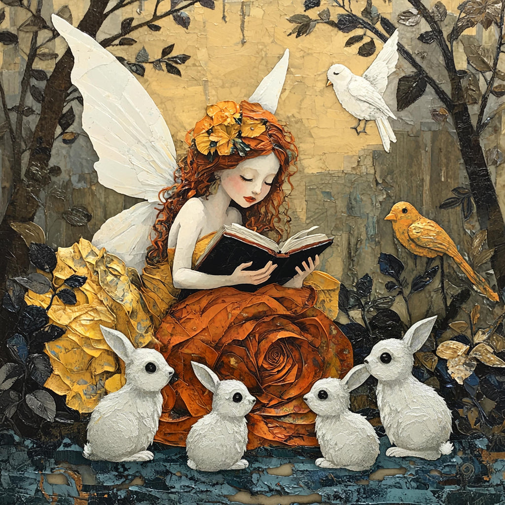 Whimsical Fairy Reading Art Print: Woodland Nursery Wall Decor (Digital Download)