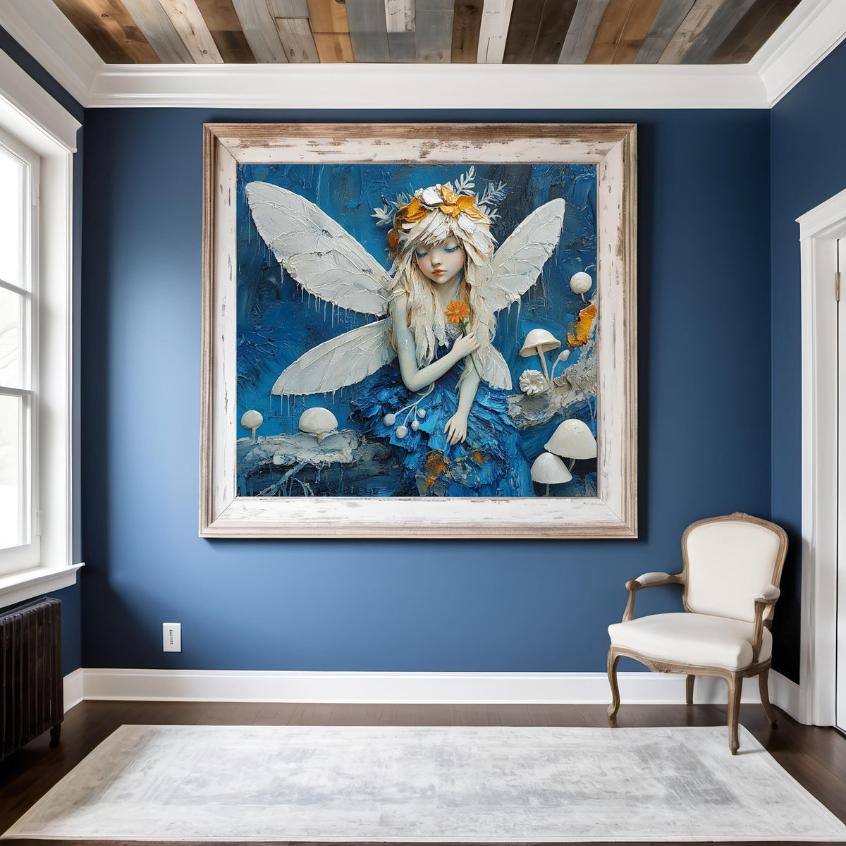Bluebell Frost Fairy Oil Painting Whimsical Wall Art (Digital Download)