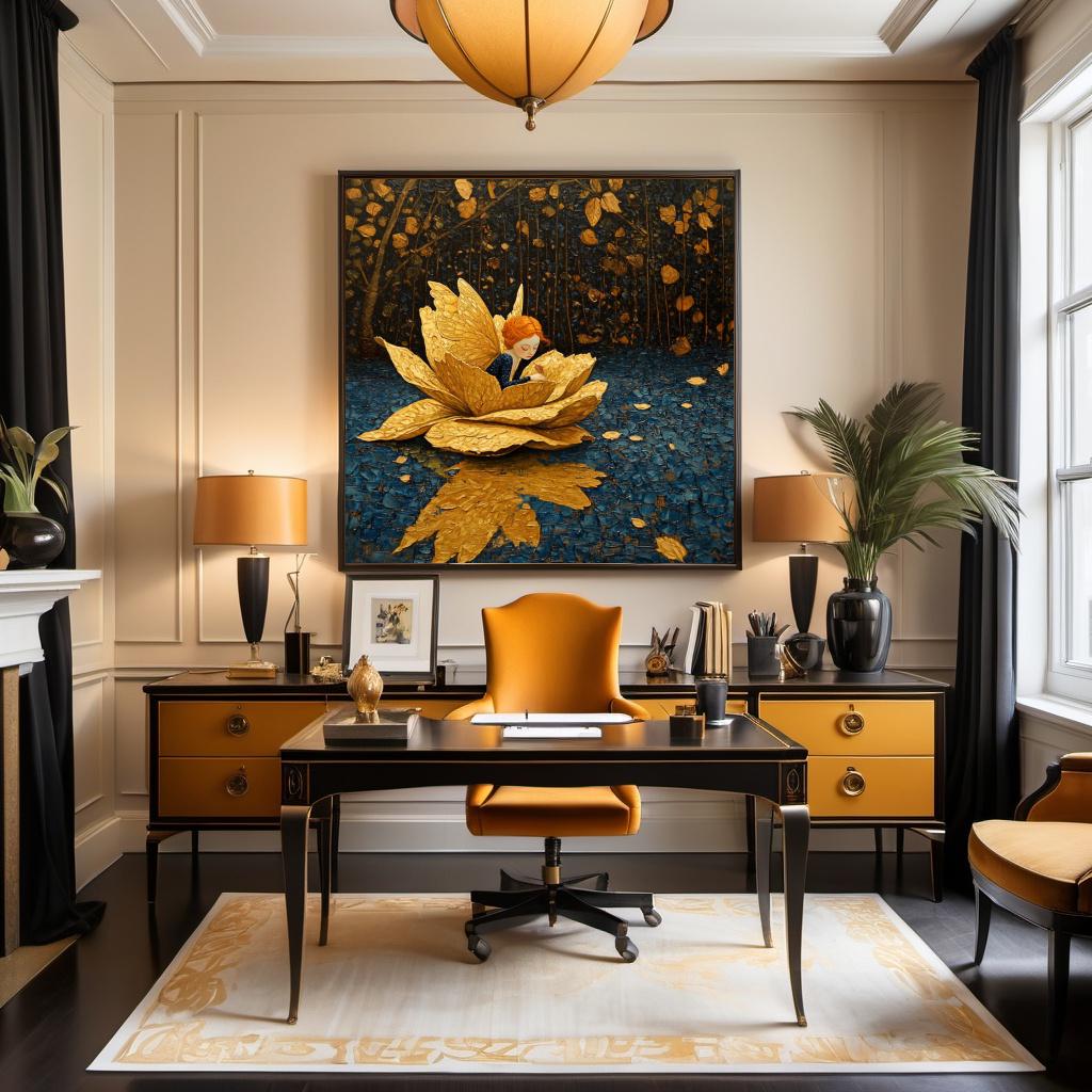 Golden Bloom Fairy Painting: Twilight Fantasy Wall Art (Digital Download)