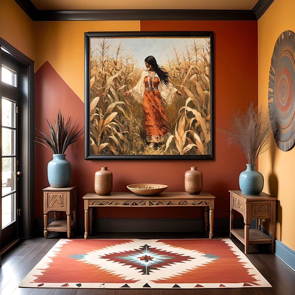 Among the Tall Corn Digital Art Oil Painting Vintage Home Decor Harvest Wall Art Native Inspired Artwork