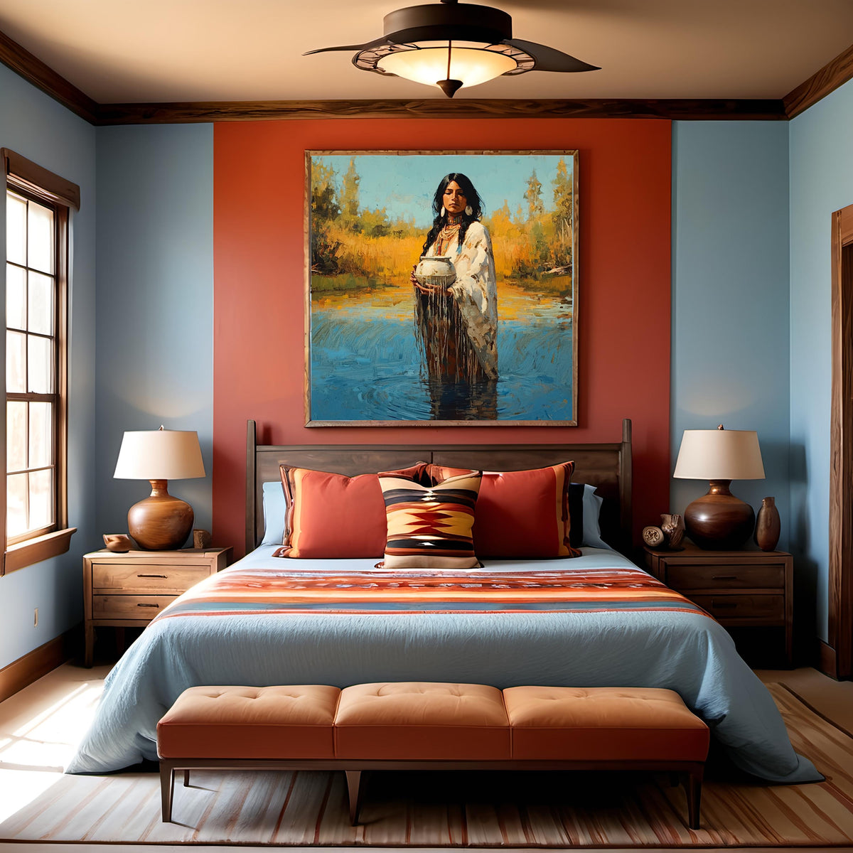 Native Inspired Oil Painting: Keeper of Sacred Waters (Digital Download)