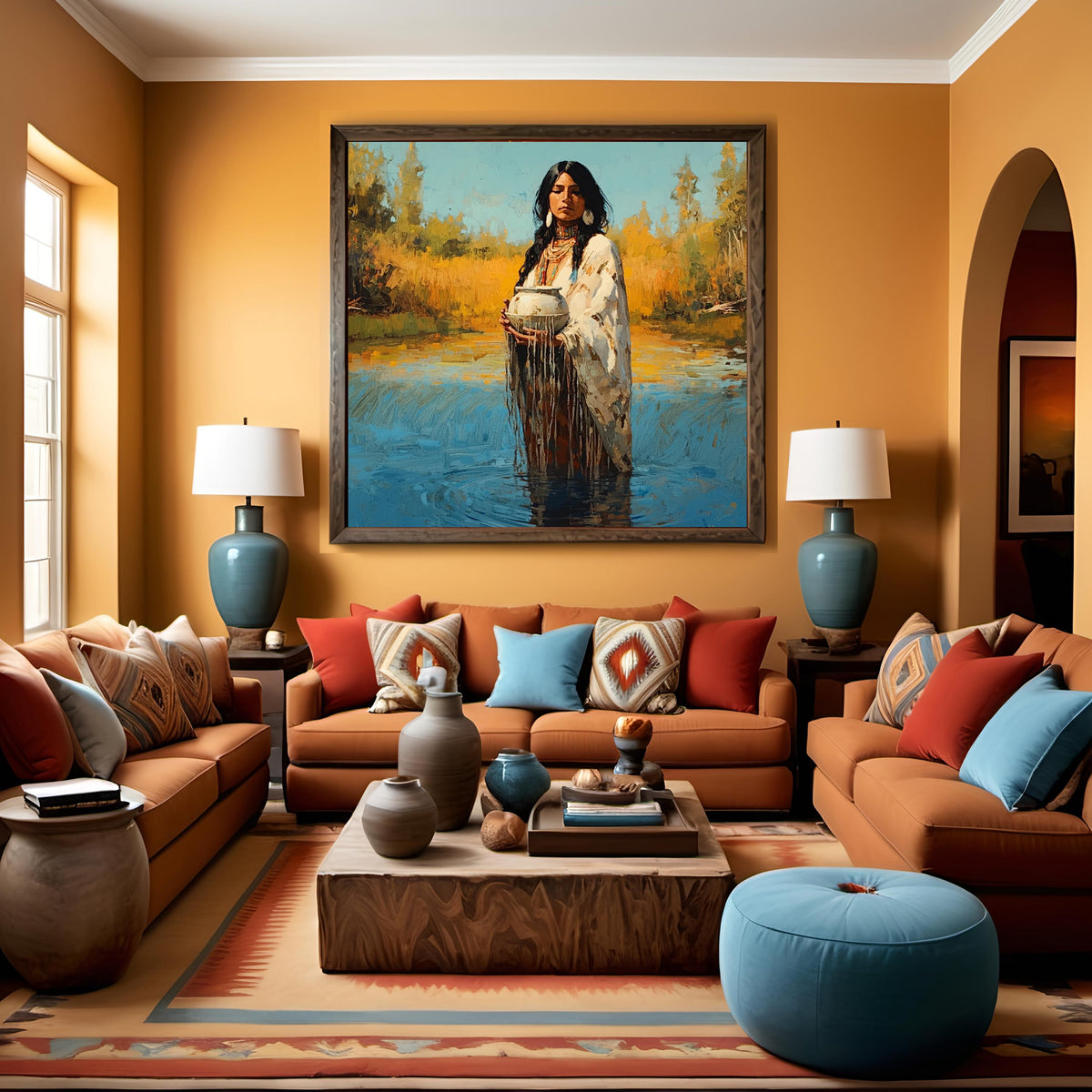 Native Inspired Oil Painting: Keeper of Sacred Waters (Digital Download)
