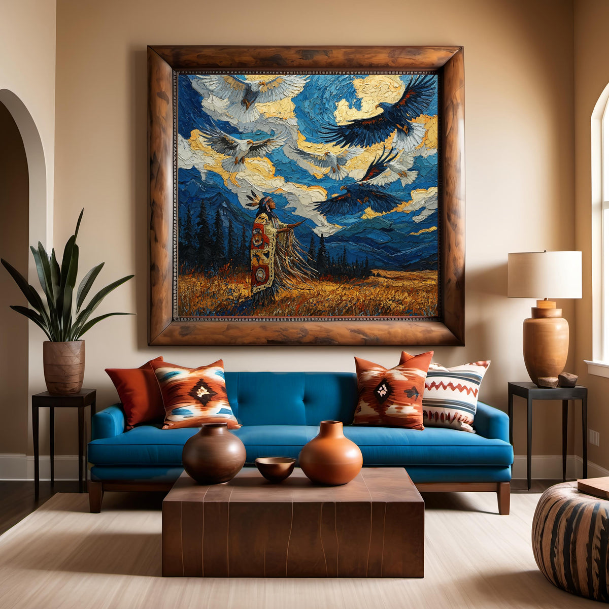 When Eagles Answer the Sky Digital Art Oil Painting Vintage Home Decor Eagle Art Spiritual Wall Art