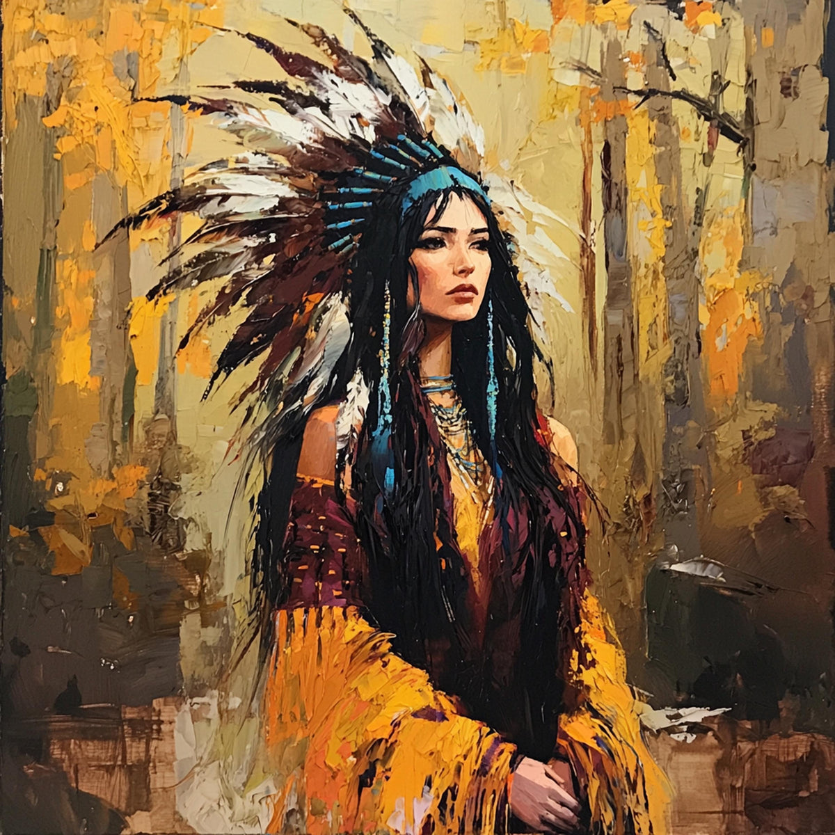 Vintage Inspired Portrait Digital Art: Majestic Woman, Autumn Skies (Digital Download)