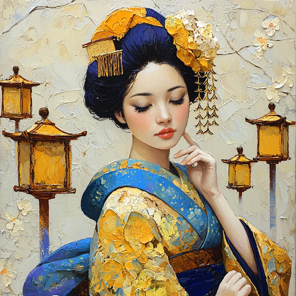 Golden Lantern Reverie Oil Painting Portrait (Digital Download)