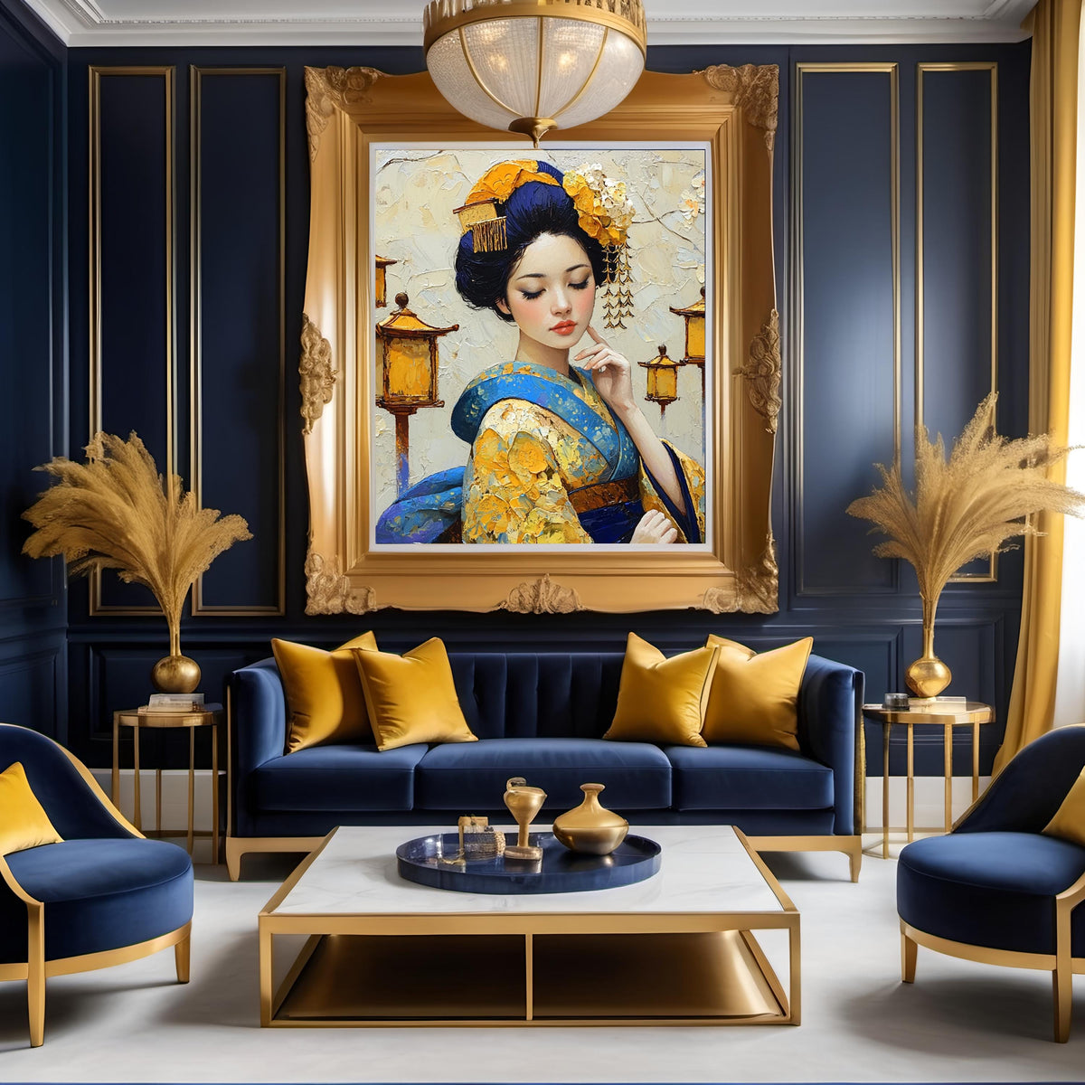 Golden Lantern Reverie Oil Painting Portrait (Digital Download)
