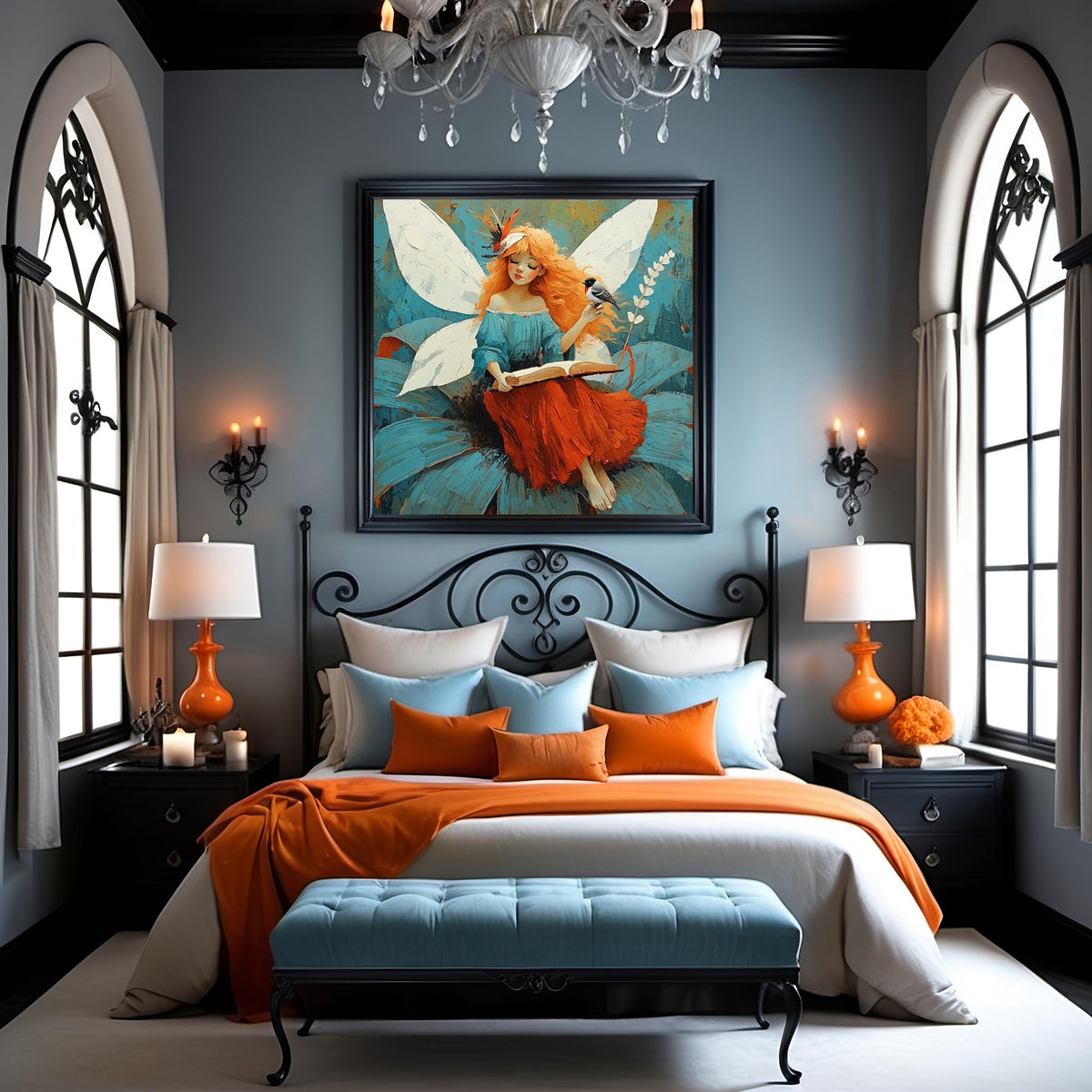 The Storykeeper Fairy Digital Art Oil Painting Whimsical Fairy Book Lover Gift Vintage Home Decor Nursery Art