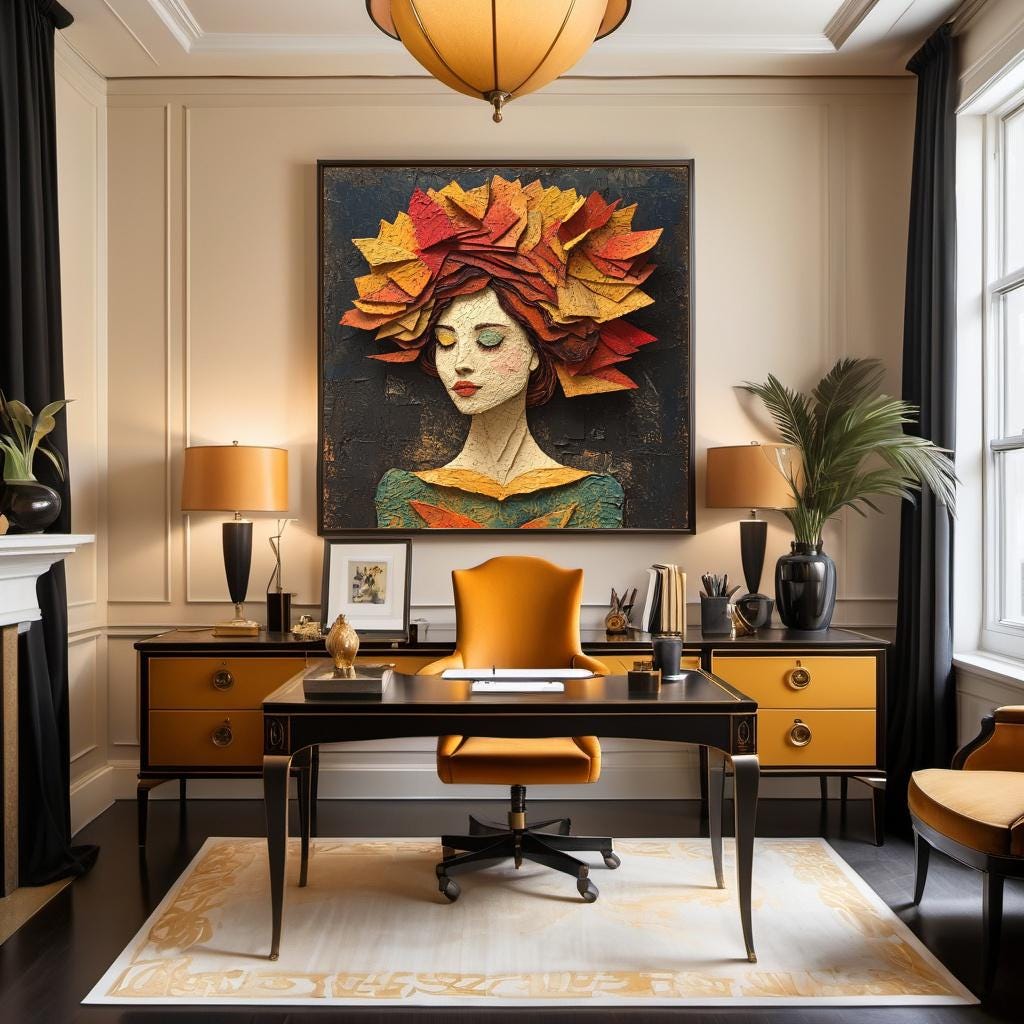 Autumn Portrait Digital Art: Sculpted Paper Leaves, Vintage Wall Decor (Digital Download)