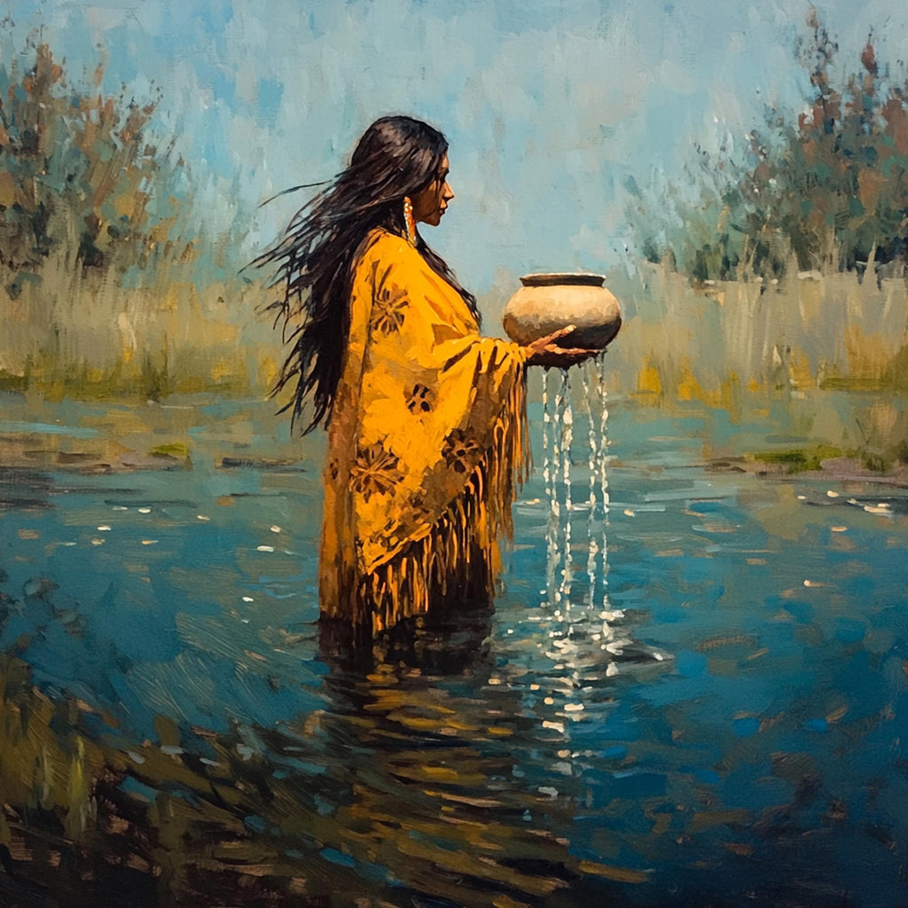 Returning Waters Oil Painting: Native Inspired Spiritual Wall Art (Digital Download)