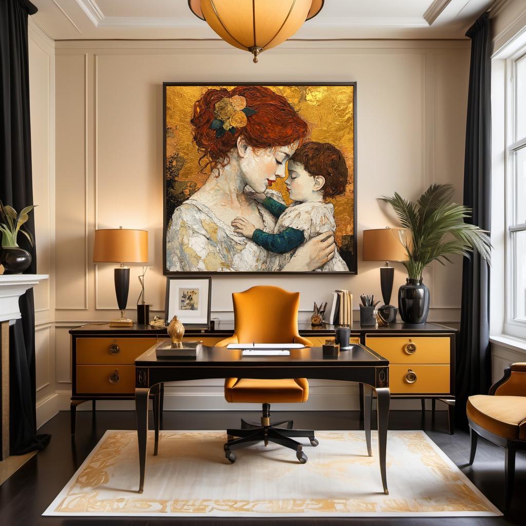 Mother and Child Oil Painting Print: Klimt Inspired Vintage Nursery Wall Art (Digital Download)