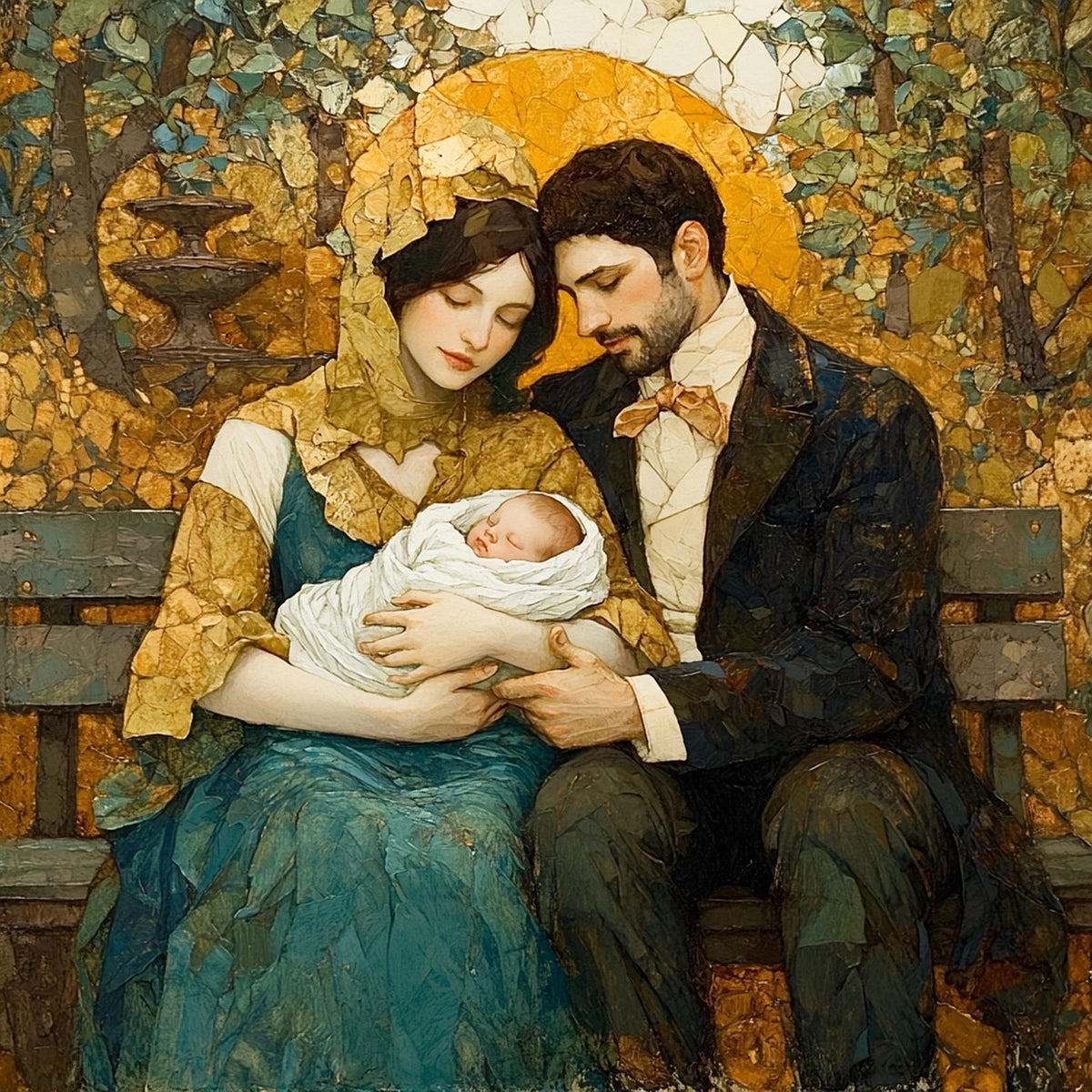 Vintage Family Portrait Oil Painting Digital Art (Digital Download)