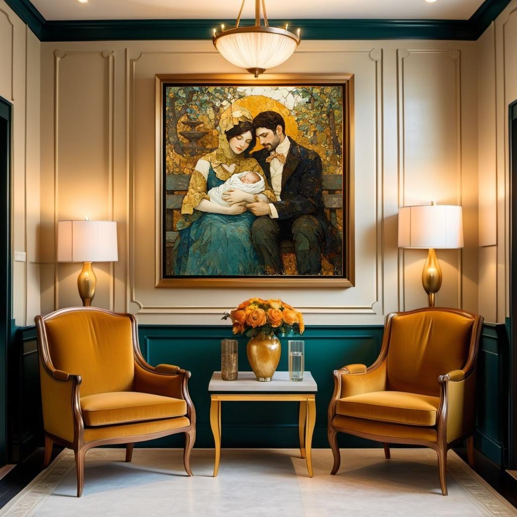 Vintage Family Portrait Oil Painting Digital Art (Digital Download)