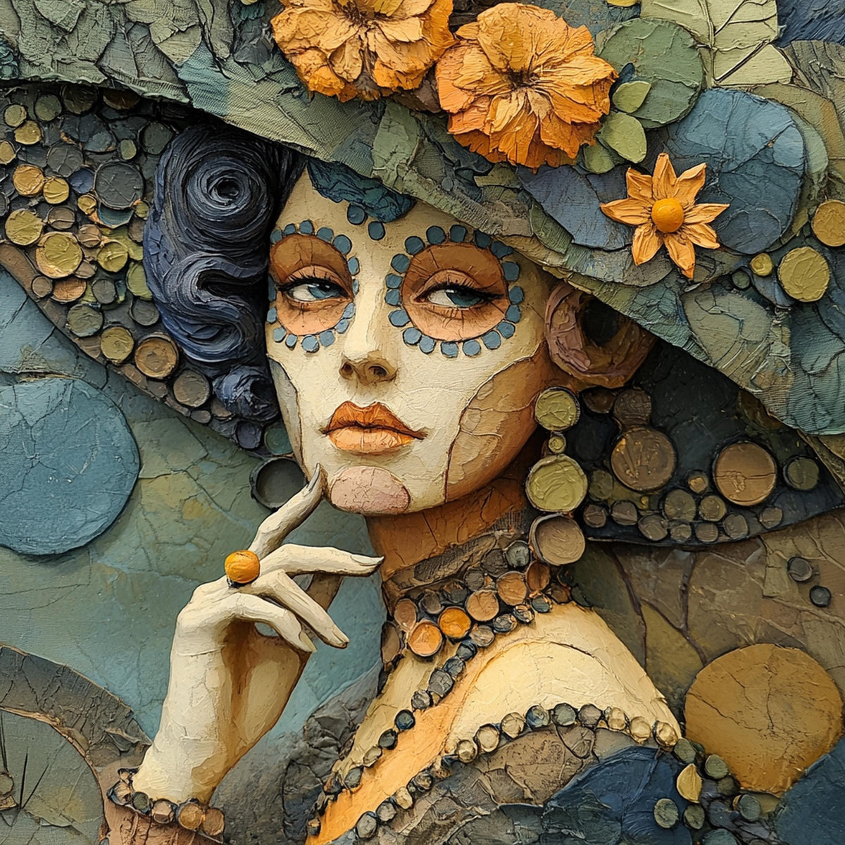 Art Nouveau Portrait Digital Print: Gothic Elegance, Vintage Muse (Digital Download)