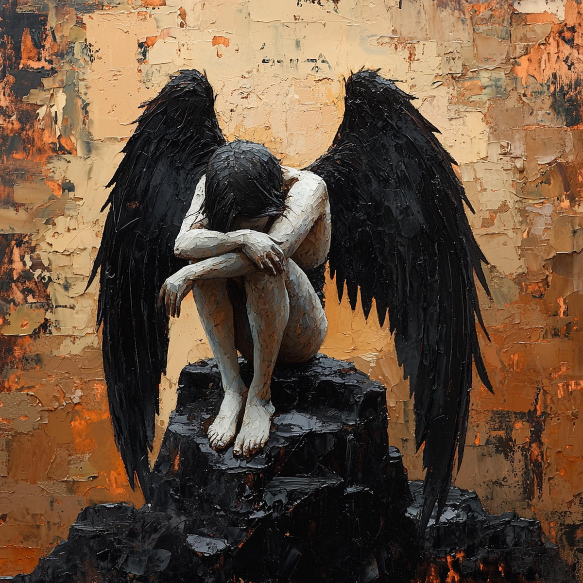 Dark Angel Oil Painting: Gothic Fantasy Wall Art (Digital Download)