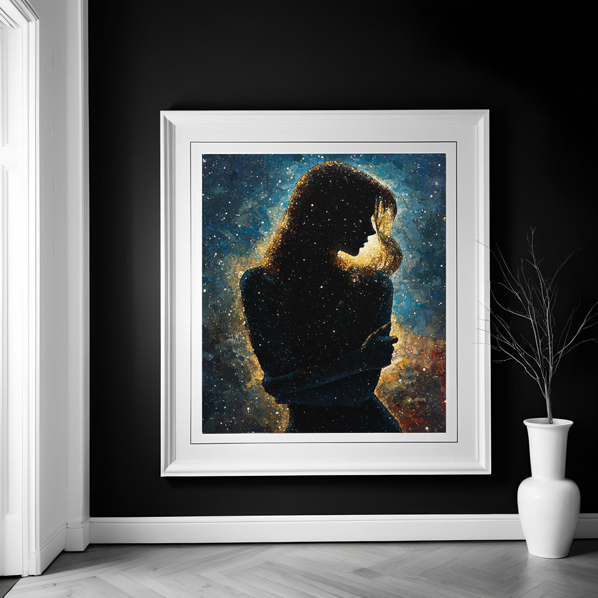 Celestial Woman Art Print: Oil Painting, Cosmic Galaxy Wall Decor (Digital Download)