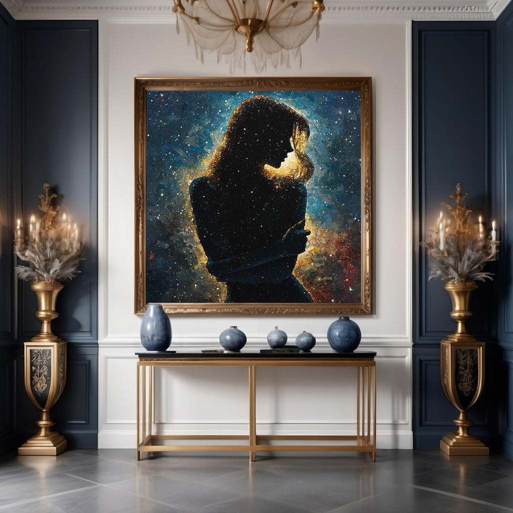 Celestial Woman Art Print: Oil Painting, Cosmic Galaxy Wall Decor (Digital Download)