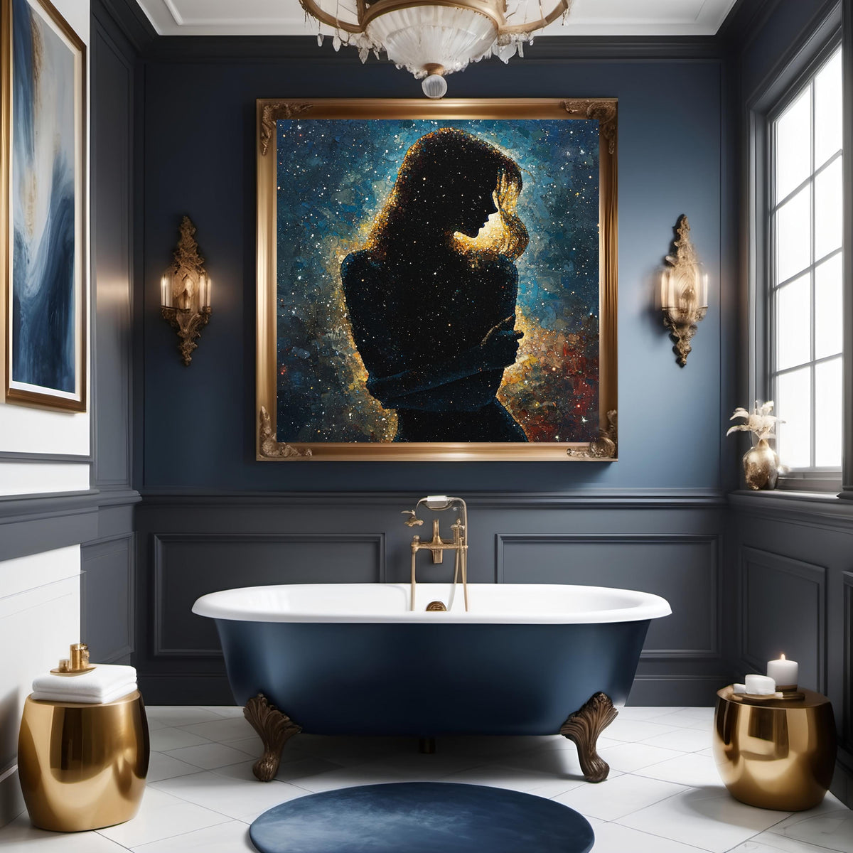 Celestial Woman Art Print: Oil Painting, Cosmic Galaxy Wall Decor (Digital Download)