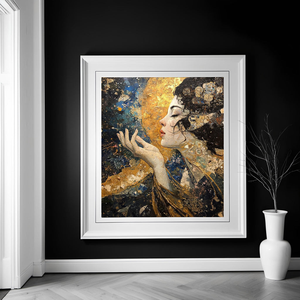 Celestial Woman Oil Painting Portrait Wall Art (Digital Download) – Gilded Fantasy Home Decor