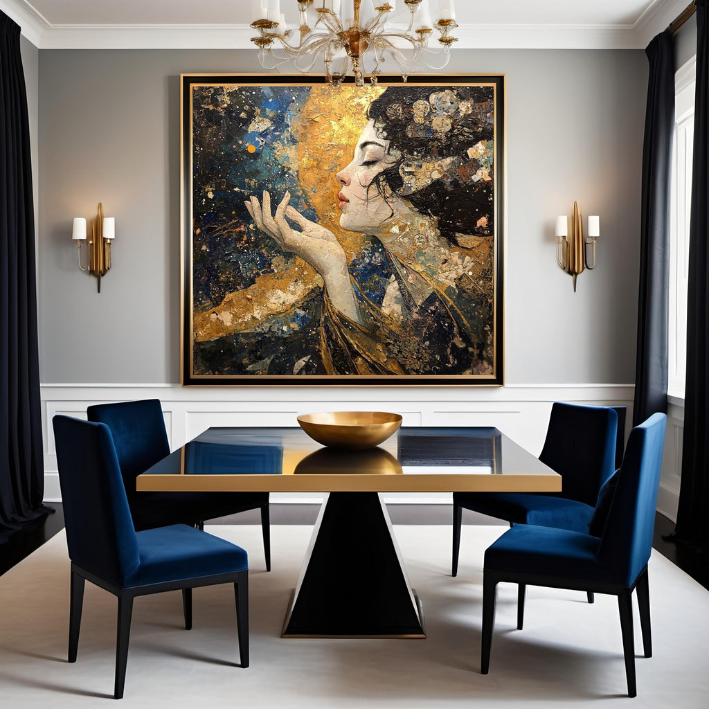Celestial Woman Oil Painting Portrait Wall Art (Digital Download) – Gilded Fantasy Home Decor