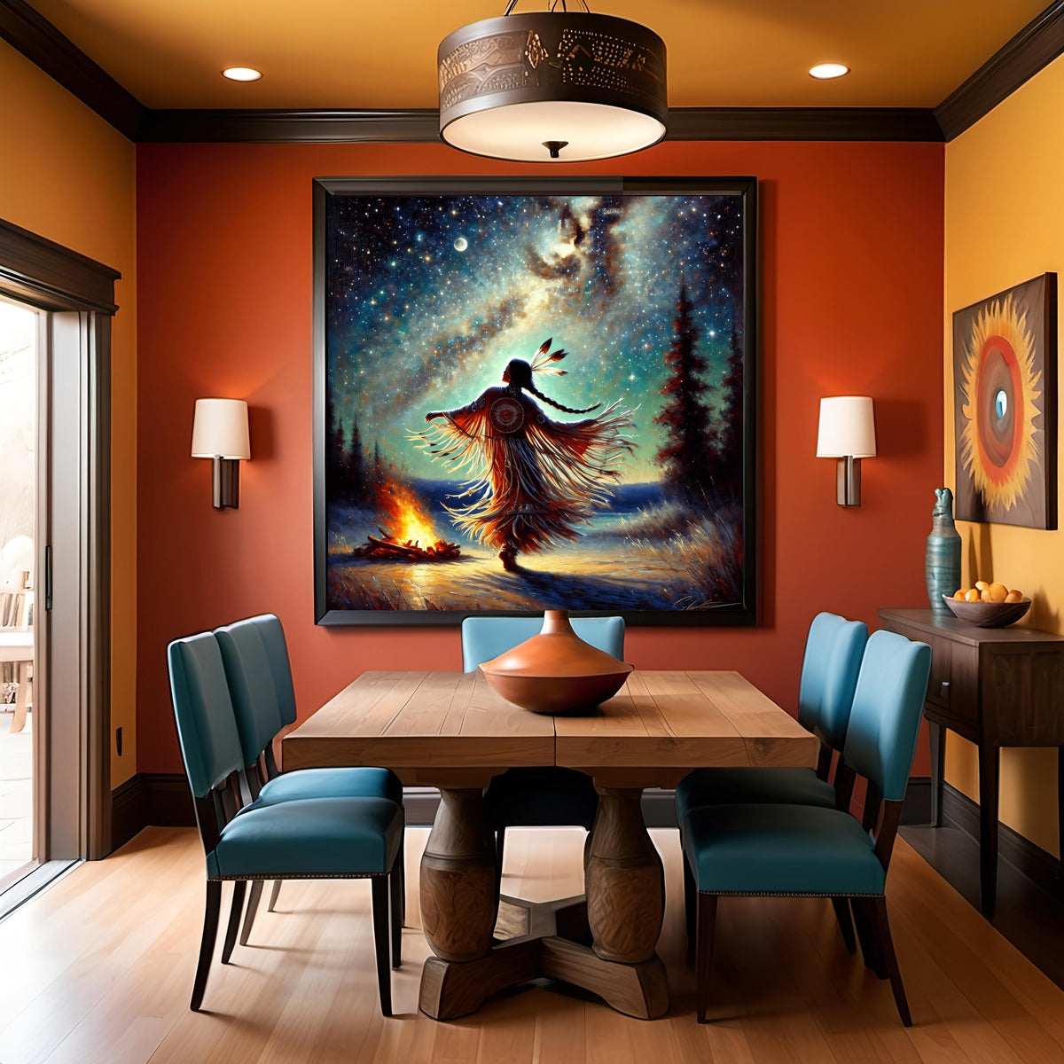 Native American Moonlight Dance Art Print: Tribal Campfire (Digital Download)