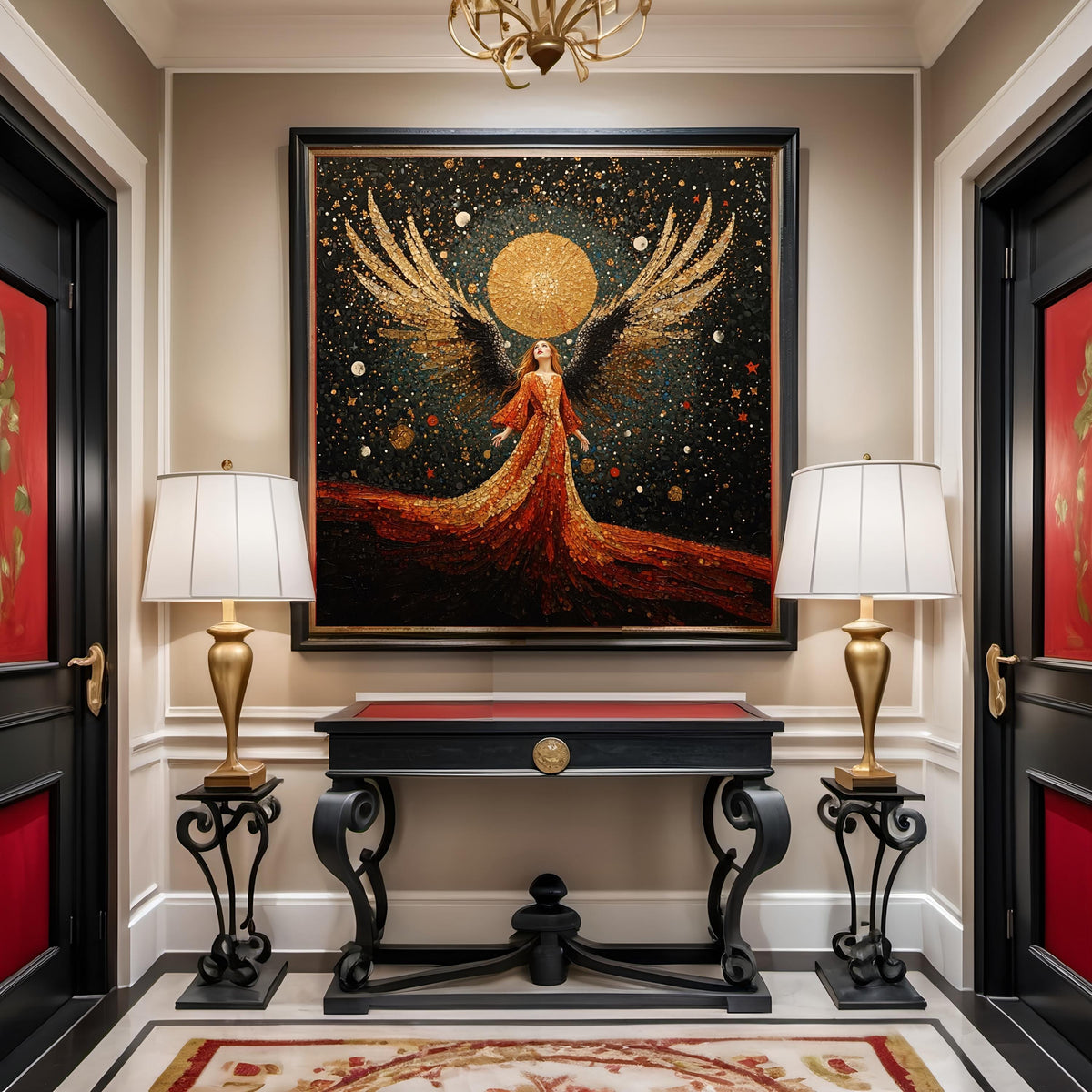 Celestial Angel Wall Art: Vintage Cosmic Oil Painting Print (Digital Download)