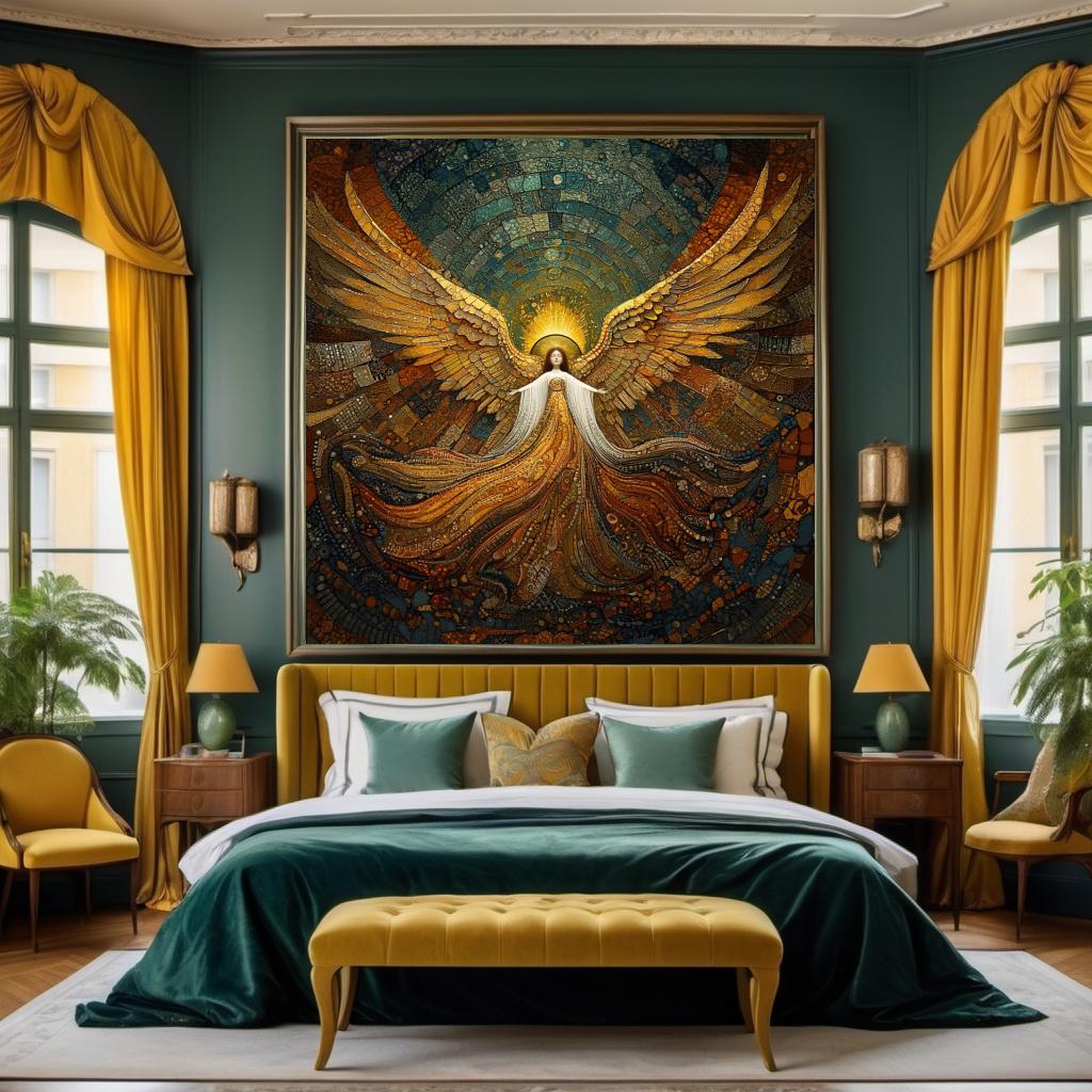 Celestial Angel Wall Art: Golden Wings Oil Painting (Digital Download)