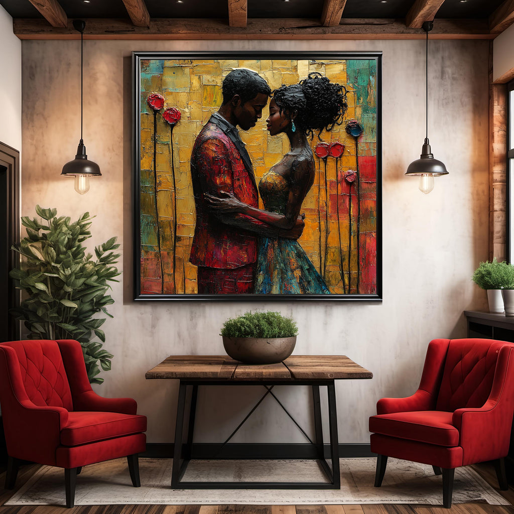 Romantic Couple Embrace Art Print Love Wall Decor Anniversary Gift Wedding Digital Art Oil Painting Download