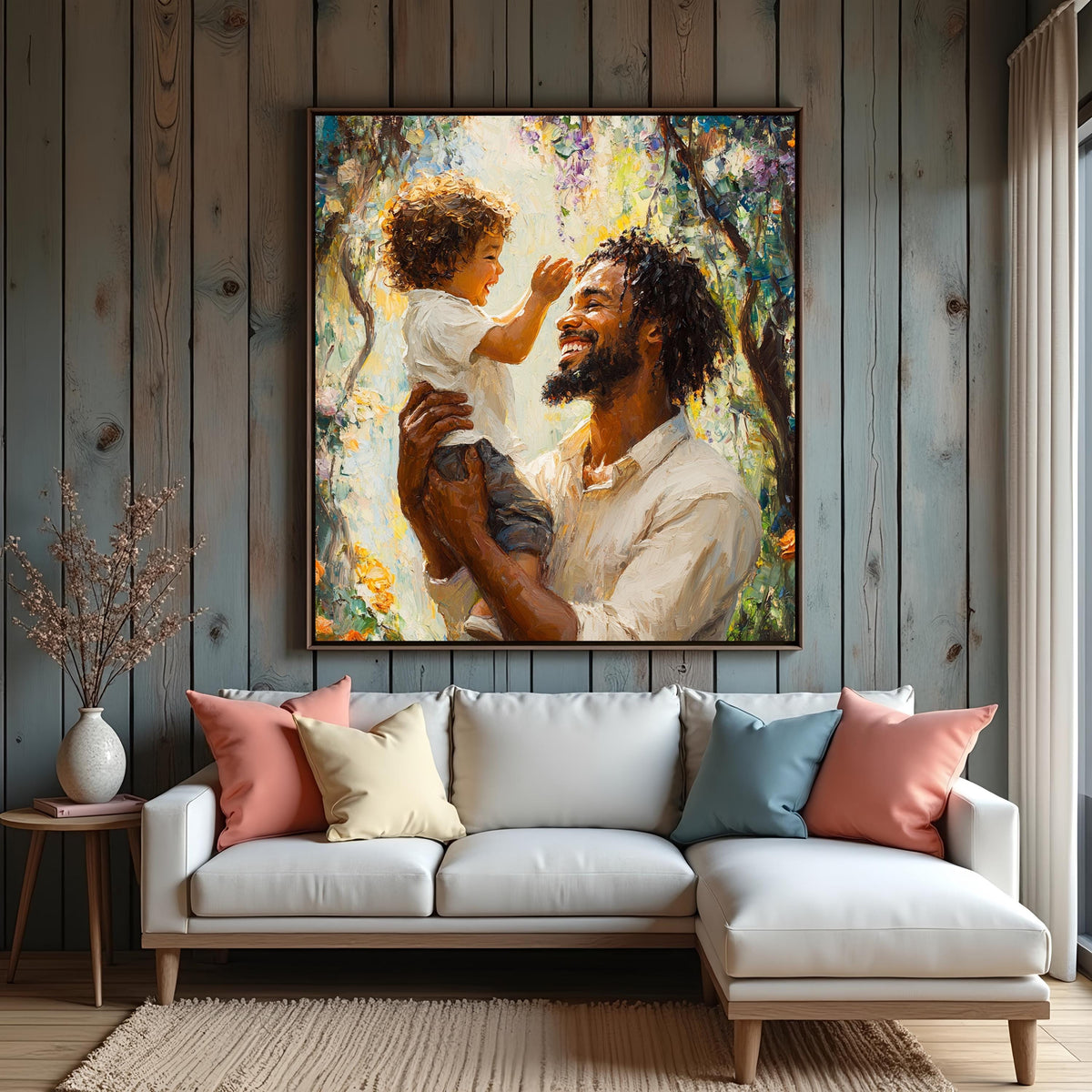 Father and Child Oil Painting Print: Toddler Wall Decor (Digital Download)