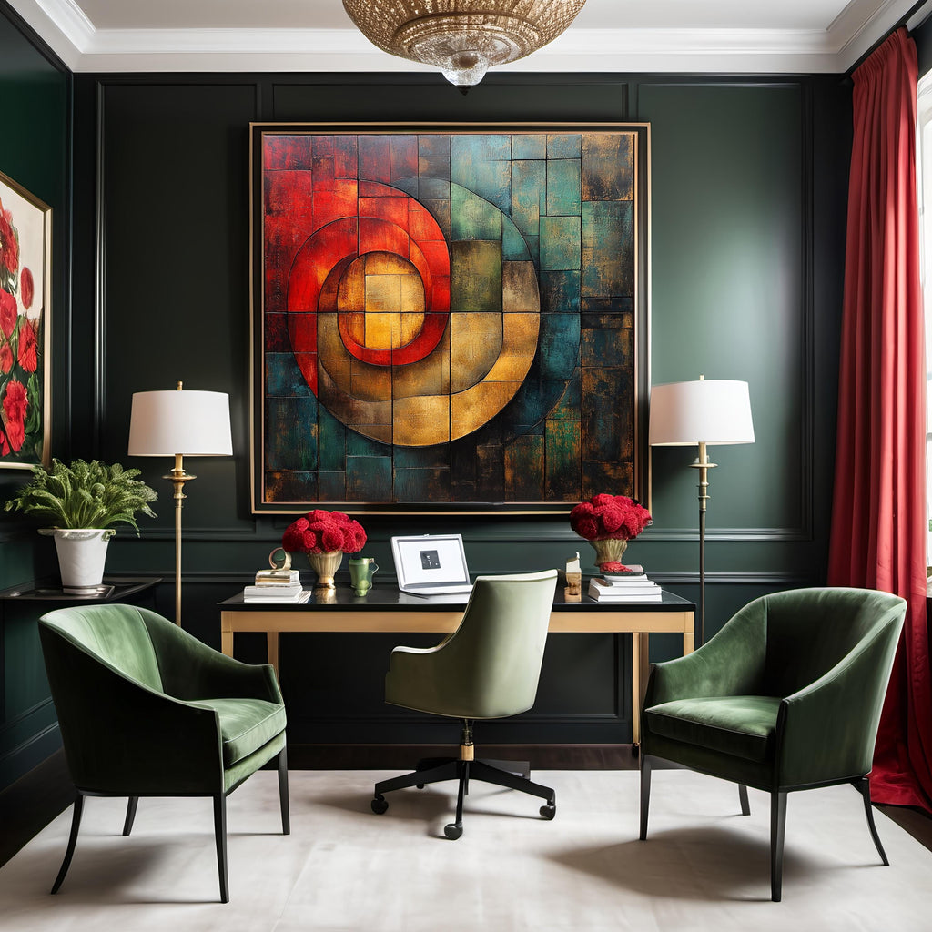 Juneteenth Abstract Geometric Print: Red, Green, Gold Wall Decor (Digital Download)
