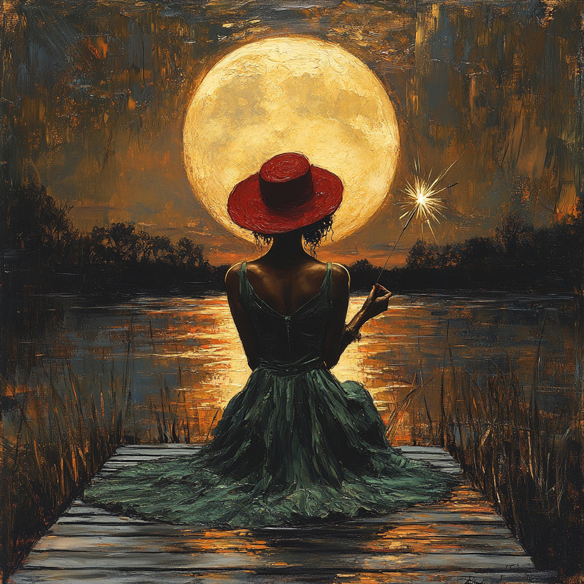 Juneteenth Moonlight Oil Painting Print: Freedom Day Heritage Wall Decor (Digital Download)