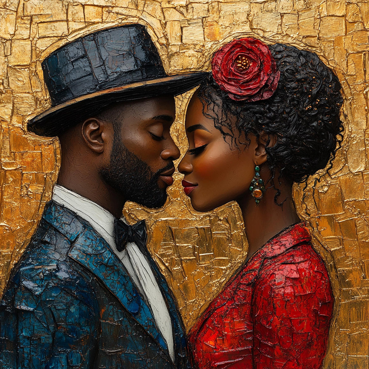 Juneteenth Couple Portrait Art Print, Heritage Wall Decor, Digital Oil Painting (Download)