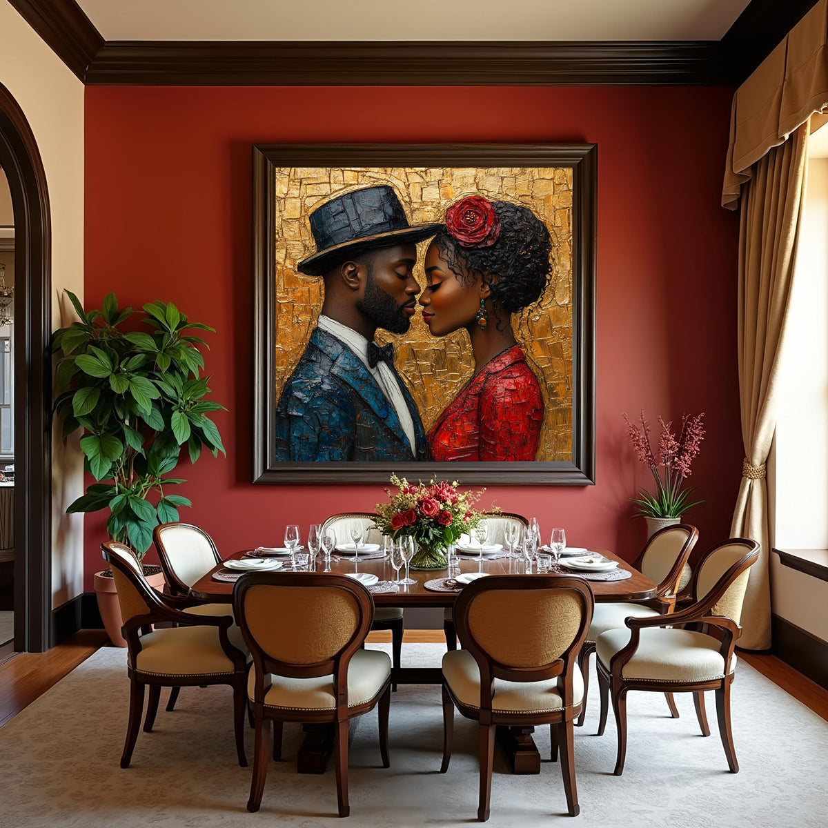 Juneteenth Couple Portrait Art Print, Heritage Wall Decor, Digital Oil Painting (Download)