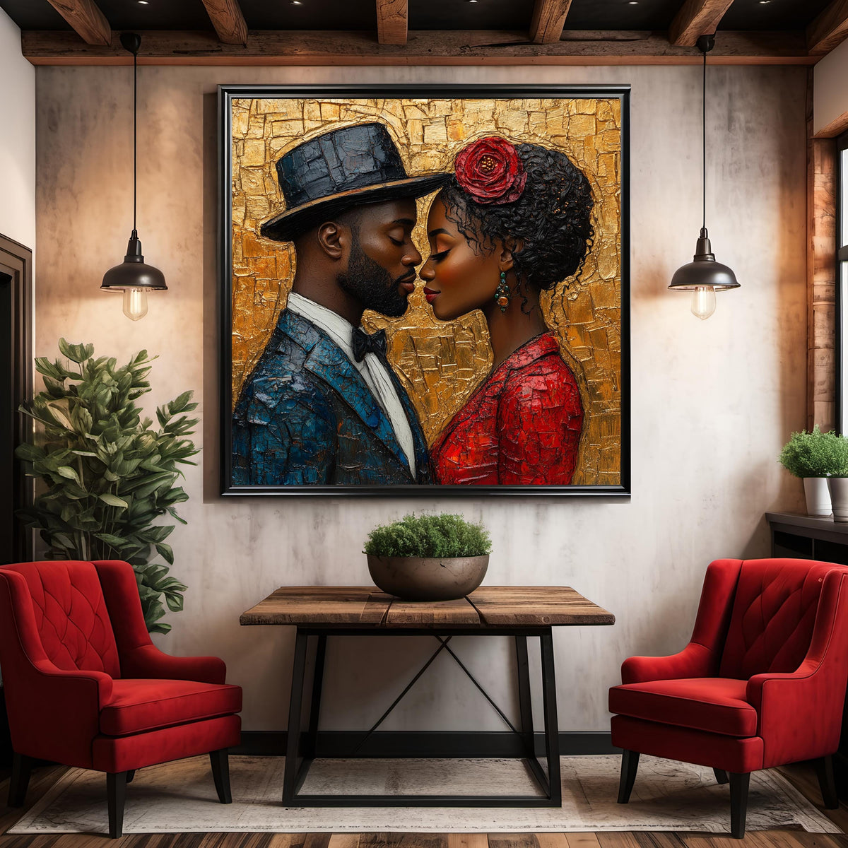 Juneteenth Couple Portrait Art Print, Heritage Wall Decor, Digital Oil Painting (Download)