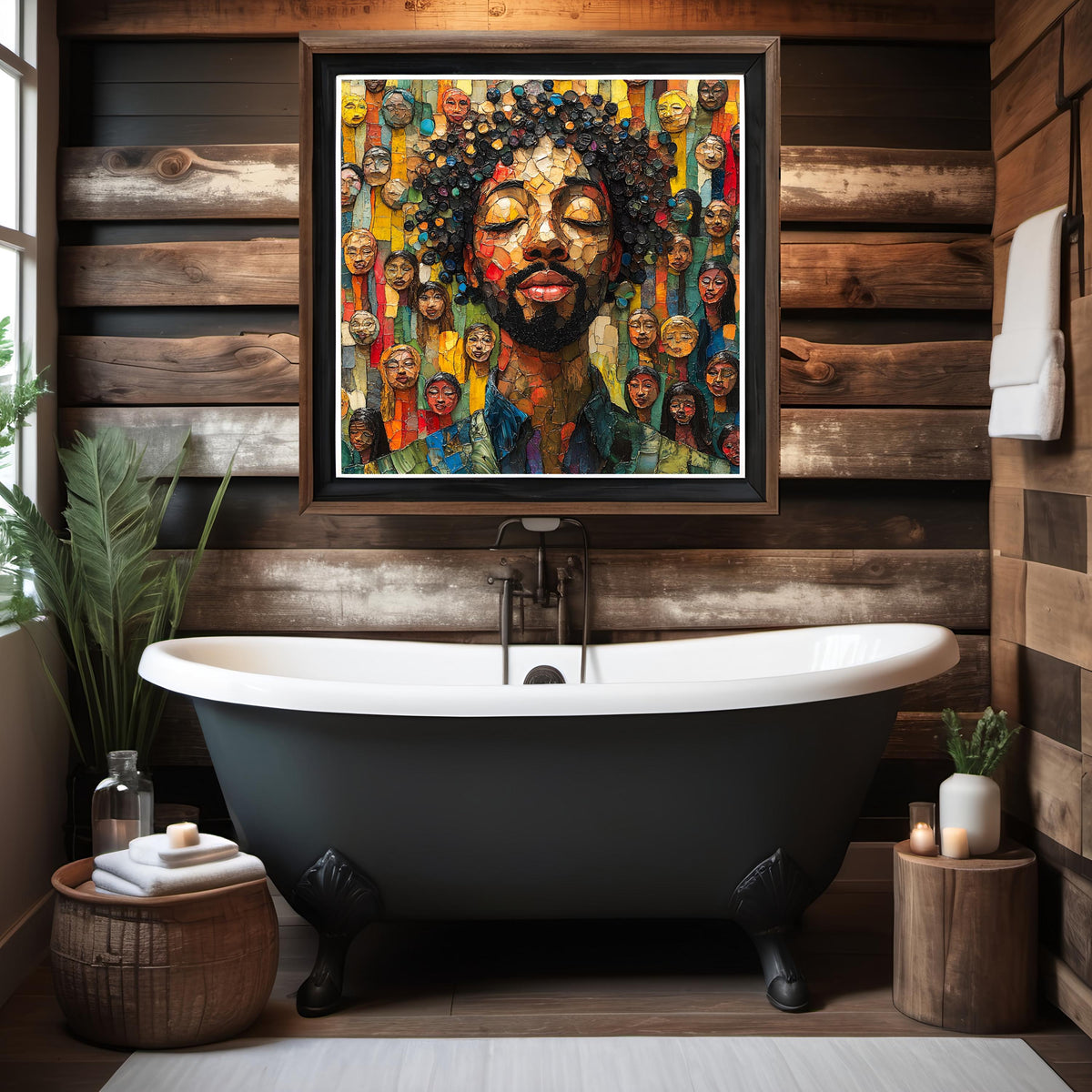 Inspirational Mosaic Portrait Art Print Community Wall Decor Cultural Heritage Digital Art Download