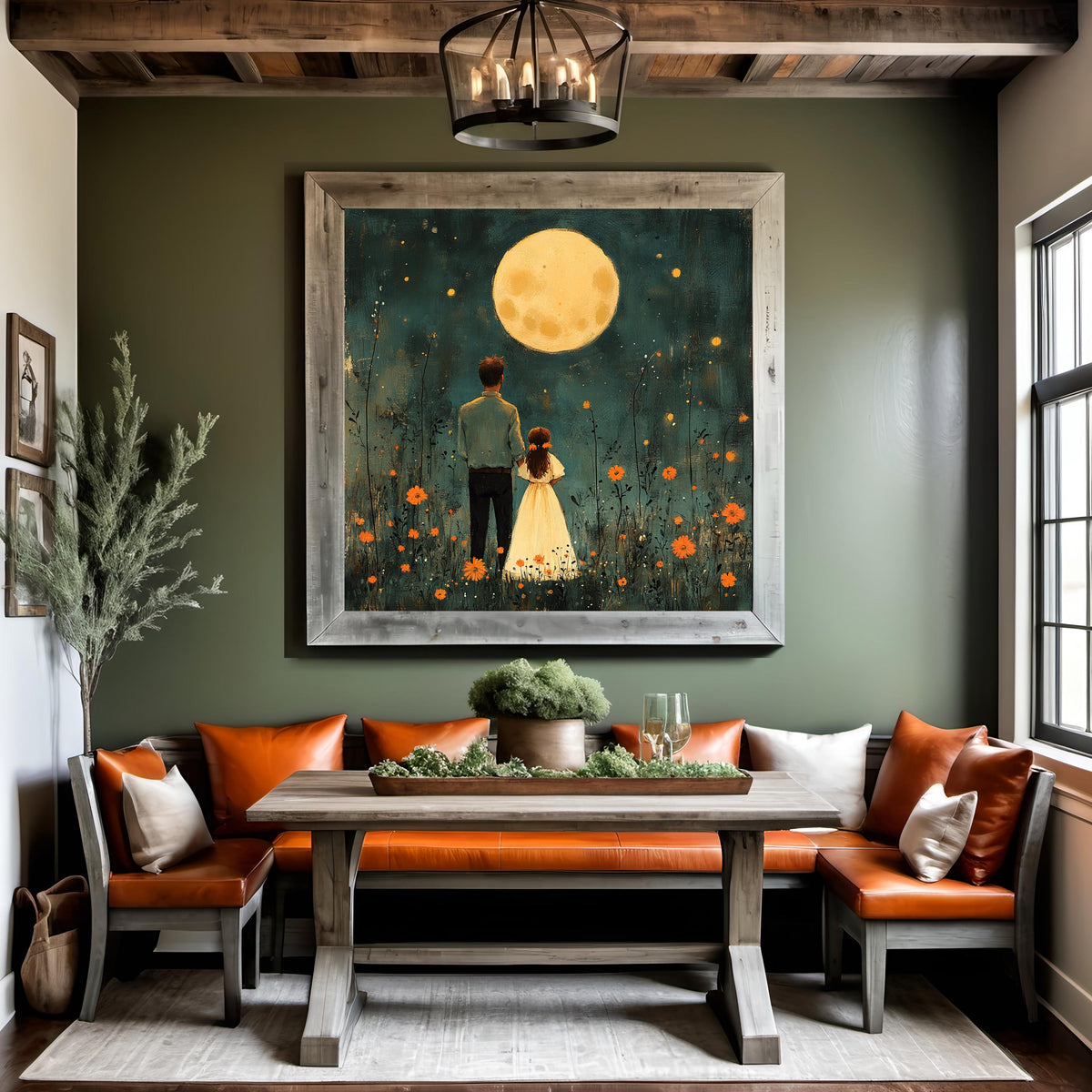 Father Daughter Moonlit Art Print: Whimsical Family Illustration (Digital Download)