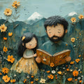 Father Daughter Reading Print: Whimsical Storybook Art, Nursery Decor (Digital Download)