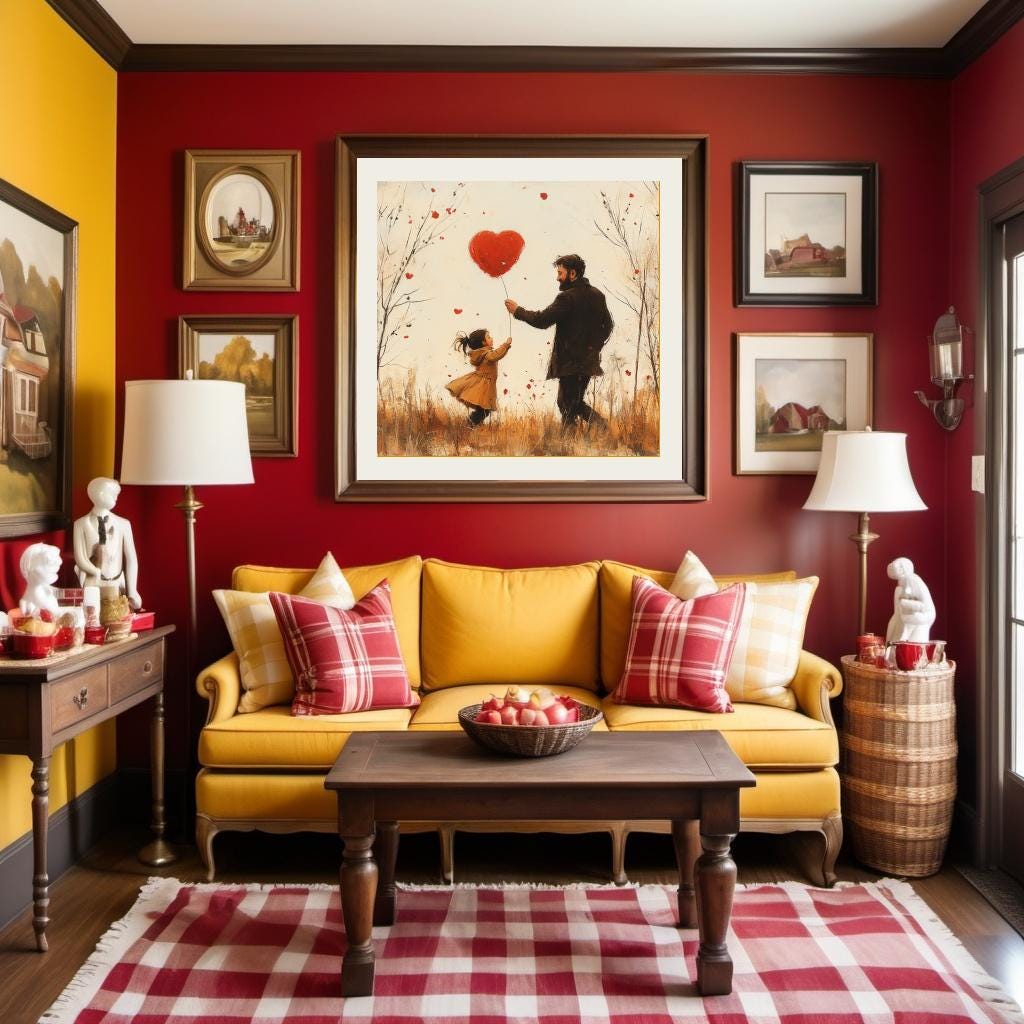 Father Daughter Heart Balloon Print: Whimsical Family Love Artwork (Digital Download)
