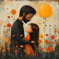 Father Daughter Hug Print: Whimsical Family Love Storybook Wall Art (Digital Download)