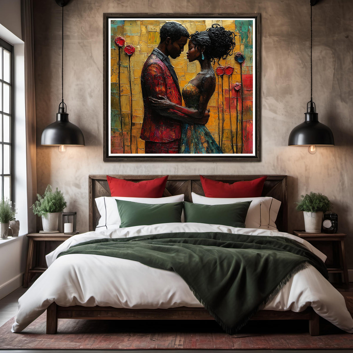 Romantic Couple Embrace Art Print Love Wall Decor Anniversary Gift Wedding Digital Art Oil Painting Download