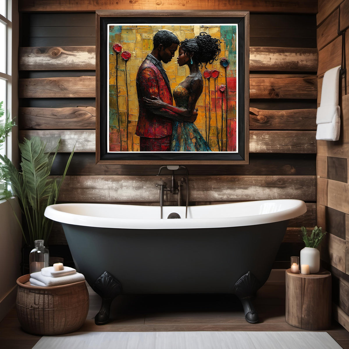 Romantic Couple Embrace Art Print Love Wall Decor Anniversary Gift Wedding Digital Art Oil Painting Download
