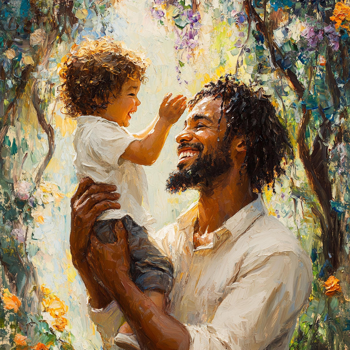 Father and Child Oil Painting Print: Toddler Wall Decor (Digital Download)