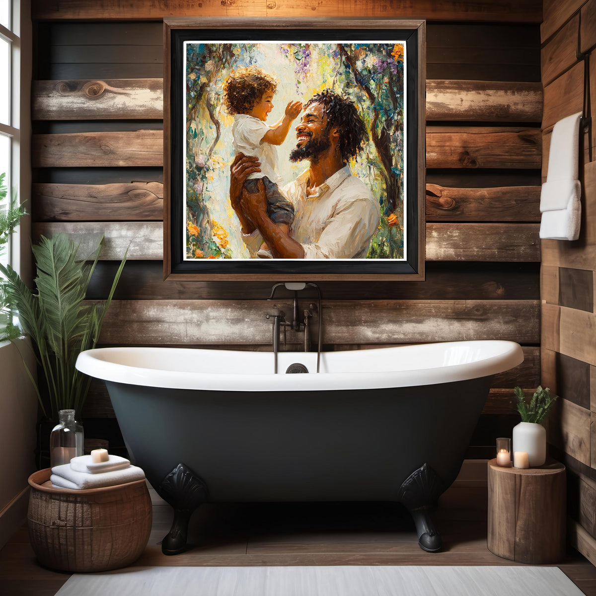 Father and Child Oil Painting Print: Toddler Wall Decor (Digital Download)
