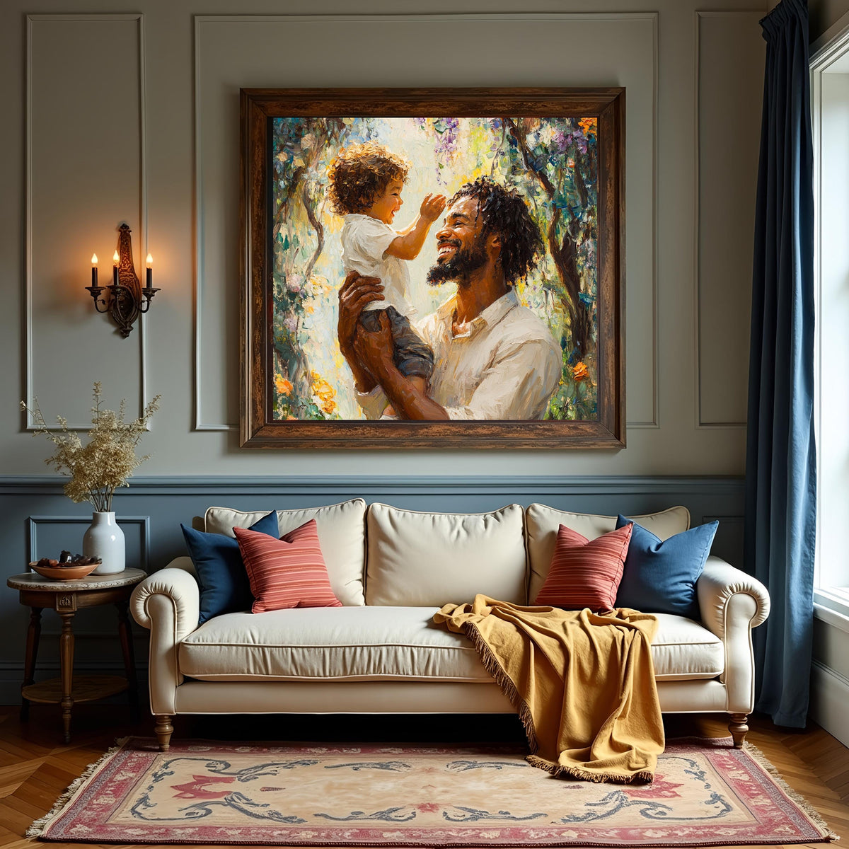 Father and Child Oil Painting Print: Toddler Wall Decor (Digital Download)