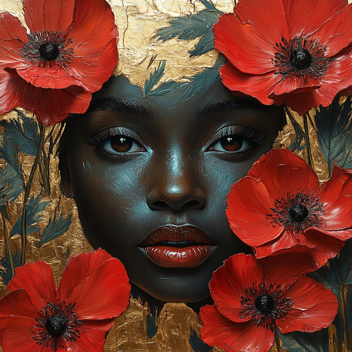 Juneteenth Woman Portrait Art Print: Cultural Heritage, Black History Oil Painting (Digital Download)