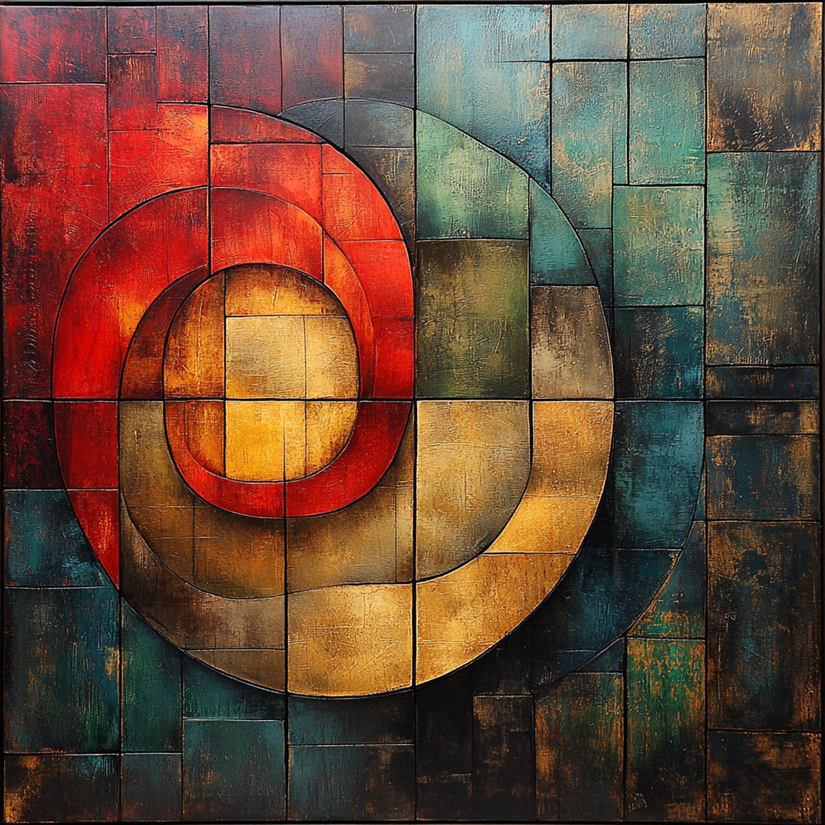 Juneteenth Abstract Geometric Print: Red, Green, Gold Wall Decor (Digital Download)