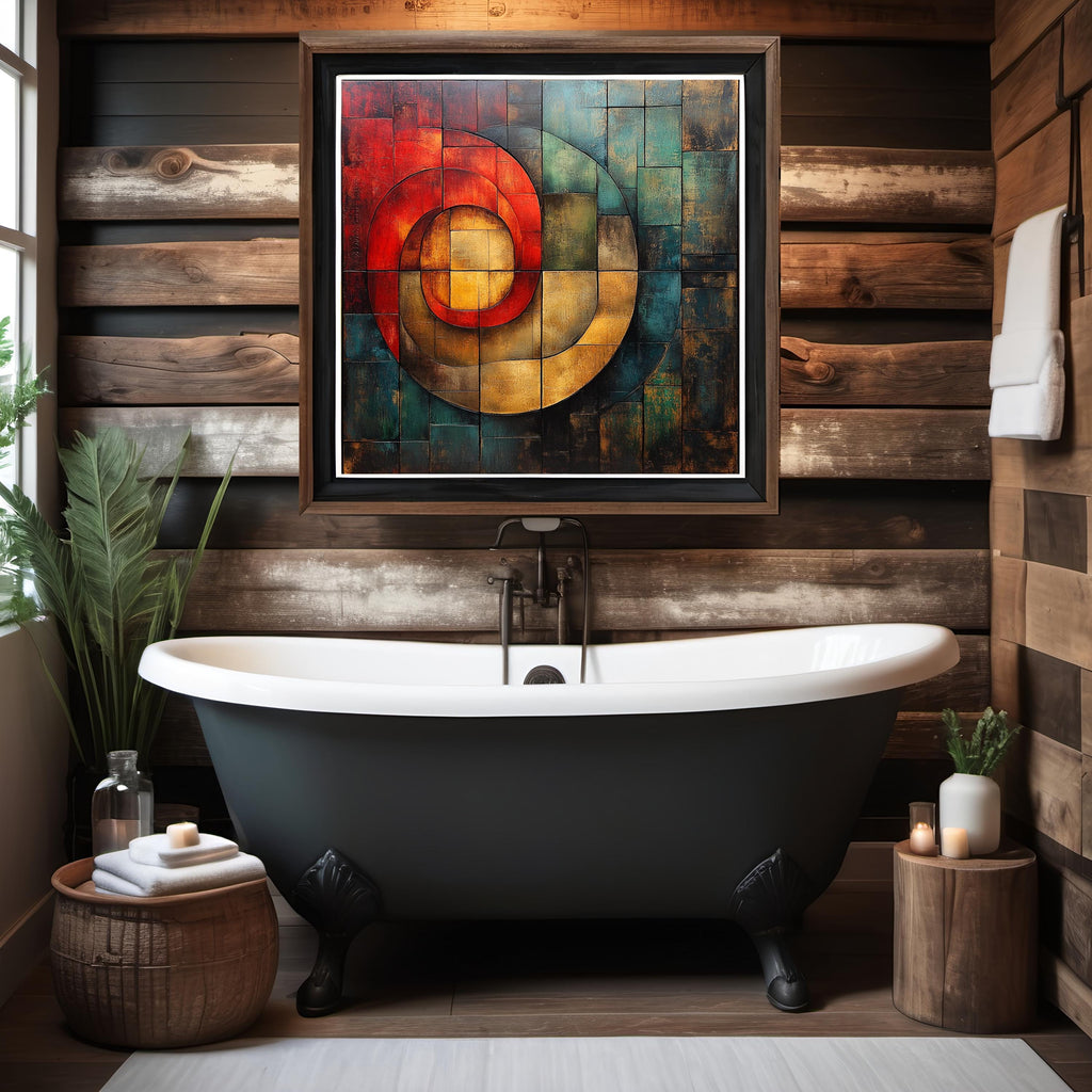 Juneteenth Abstract Geometric Print: Red, Green, Gold Wall Decor (Digital Download)