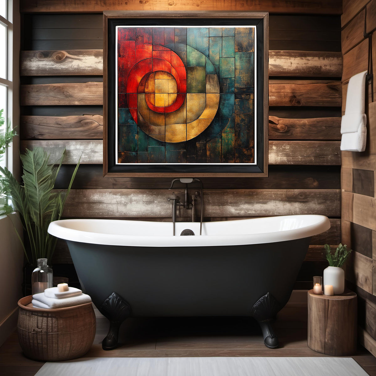 Juneteenth Abstract Geometric Print: Red, Green, Gold Wall Decor (Digital Download)