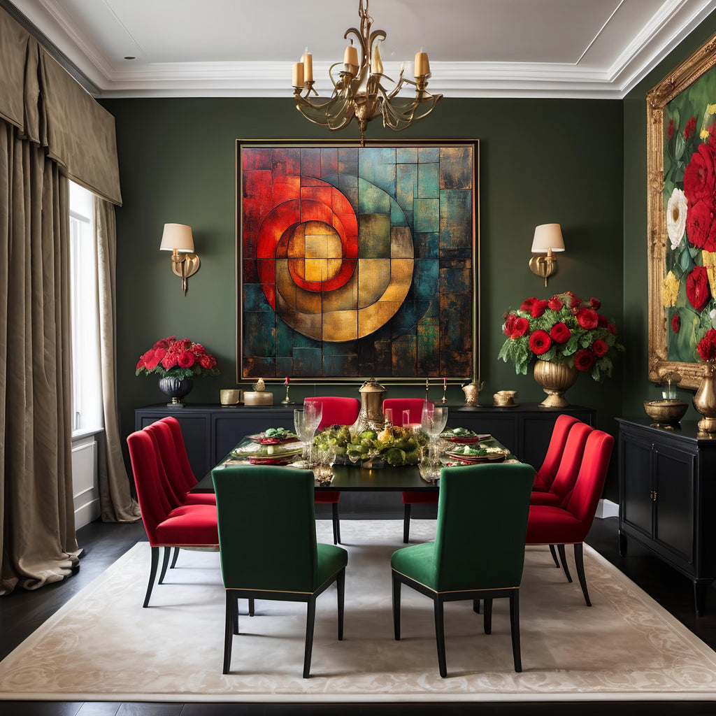 Juneteenth Abstract Geometric Print: Red, Green, Gold Wall Decor (Digital Download)