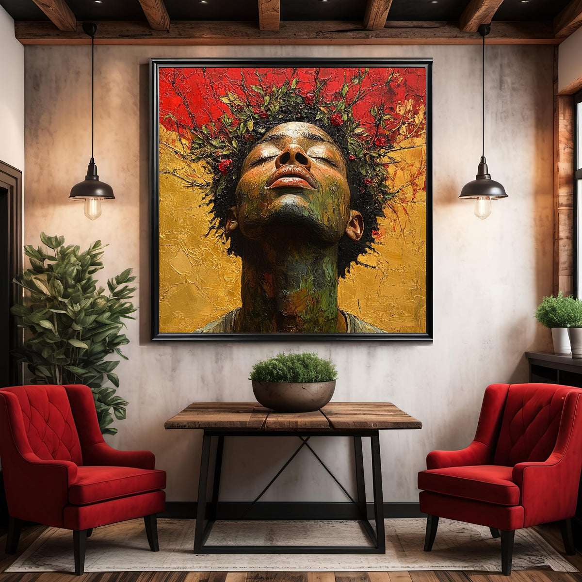 Art Nouveau Portrait Print: Juneteenth Cultural Heritage, Black History Oil Painting (Digital Download)
